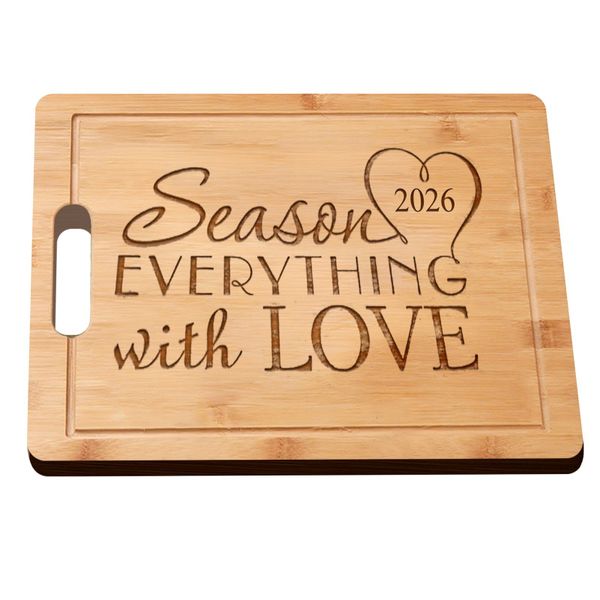 Laser Engraved Bamboo Cutting Wedding, Anniversary Housewarming Gift Idea