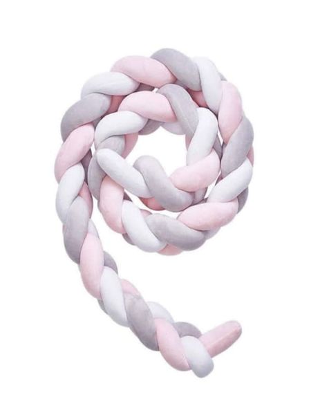 Baby Crib Cot Bumper - Grey/ Pink