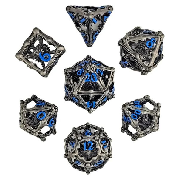 Beholder Metal DND Dice Set with Monster Eye Core 7 Pieces