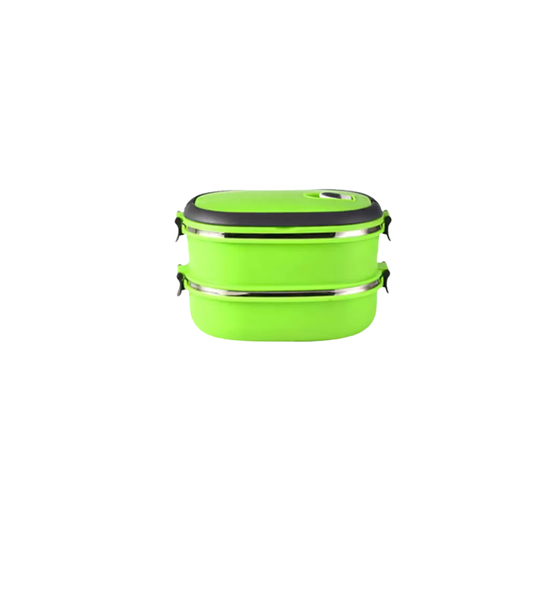 Double Square Steel Lunch Box - Green