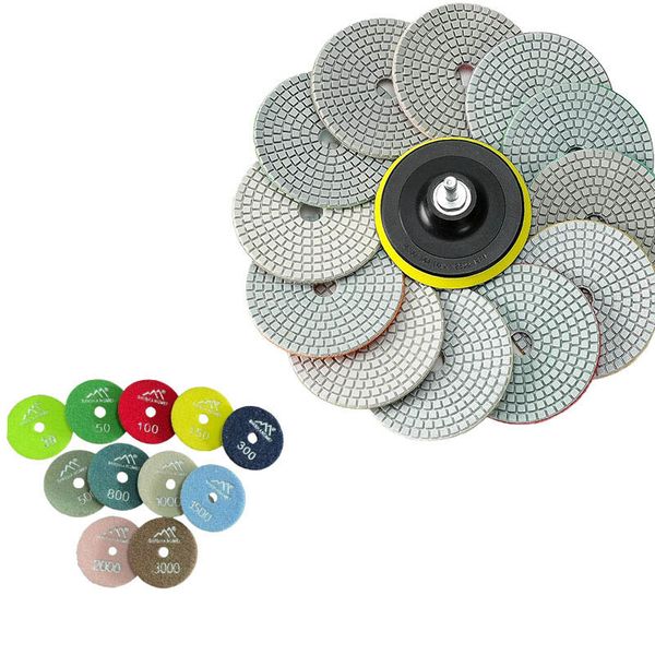 12-Piece 4" Diamond Polishing Pads Set - For Granite, Marble,Concrete