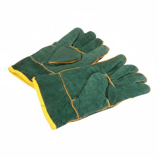 Leather Welding Gloves with Cuff - Green Safety Gloves - 50mm