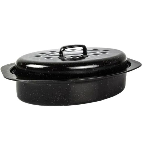 Oval Enamel Coated Pan &amp; Lid 3L