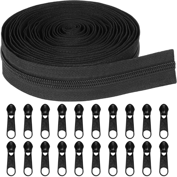 5 Nylon Zippers - Black 460cm each