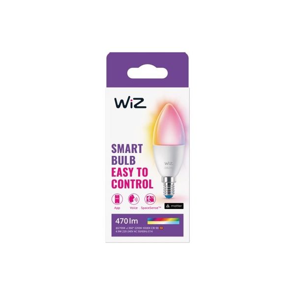 WiZ Smart LED Candle Bulb C37 E14 RGB Tunable White Wi-Fi &amp; Bluetooth