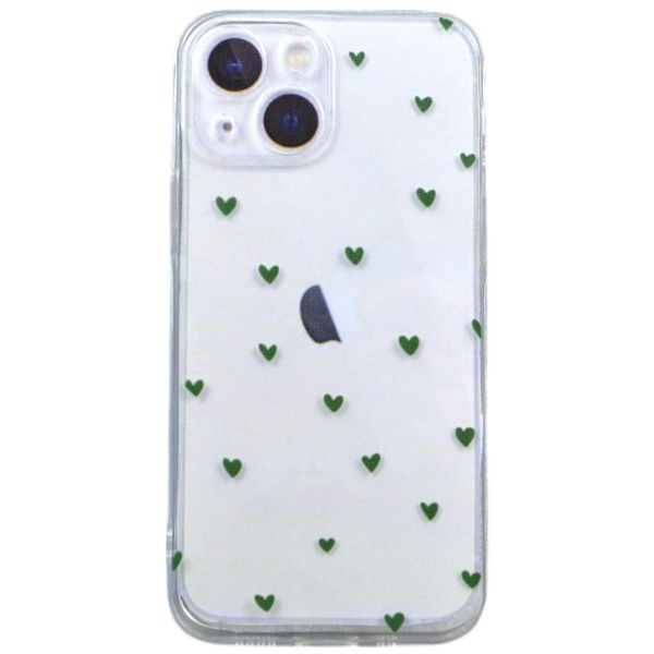 Black Hearts Print Phone Case for iPhone 13 Mini - Transparent