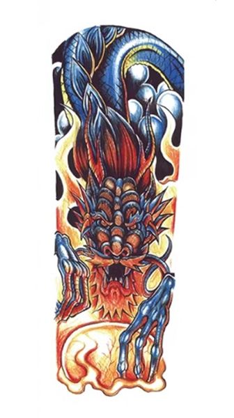 Large Temporary Tattoo - Full Arm/ Sleeve/ Thigh/ Back - Dragon Rider Blue