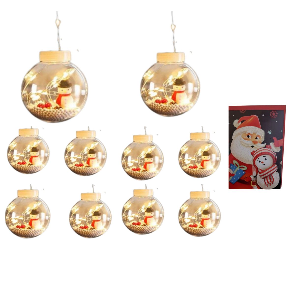 LED Christmas Bubble String Lights & Added Christmas Cards-10 Baubles ...
