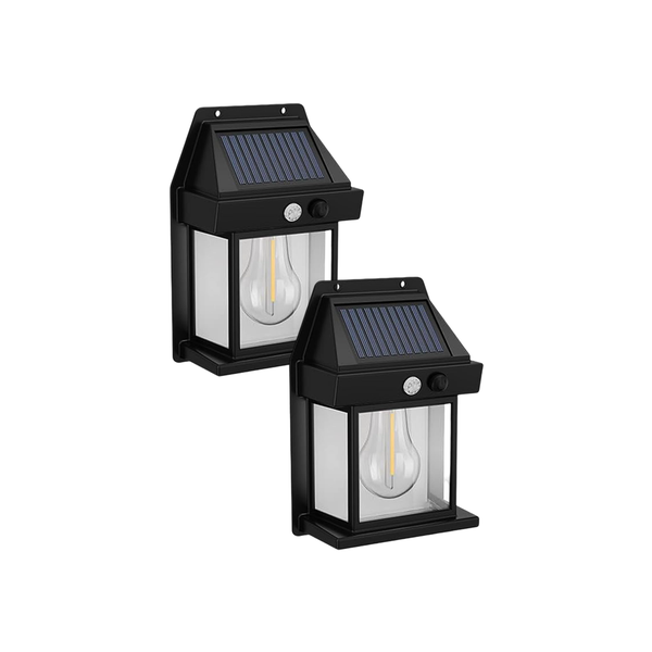 Set Of 2 IP65 Waterproof Solar Powered Outdoor Motion Sensor LED Light