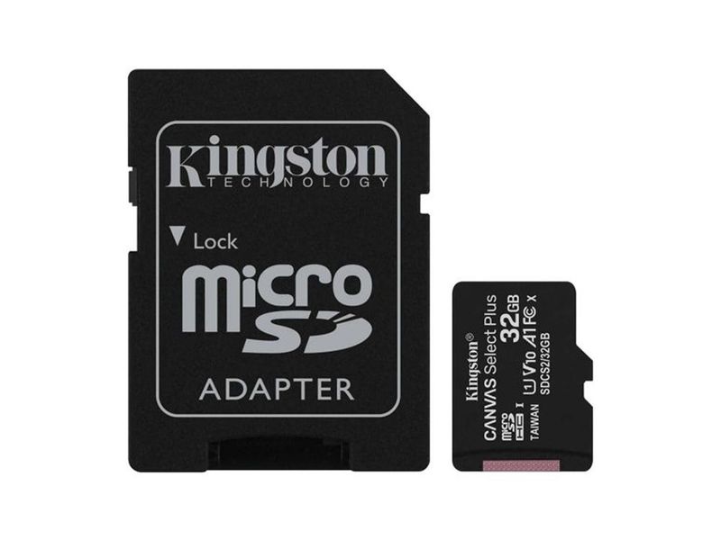 Kingston 32GB micSDHC Canvas Select Plus 100R A1 C10 Card With Adapter