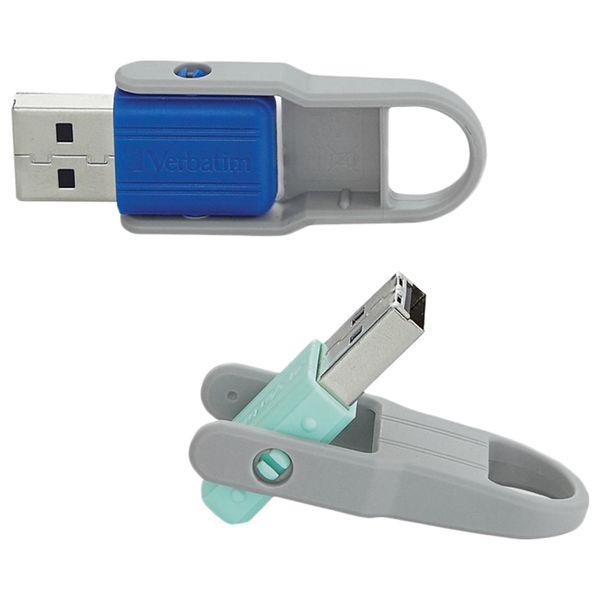 Verbatim 32GB Store 'n' Flip USB Flash Drive - 2Pk - Blue, Mint