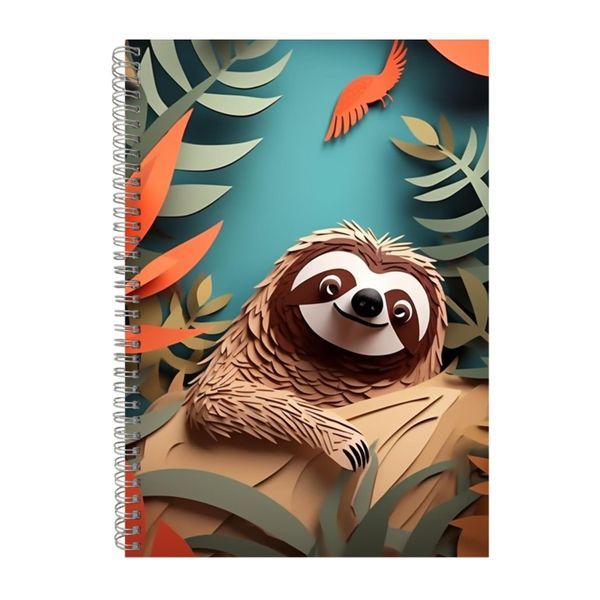 3D Sloth Jungle Paper Art 2 Notebook Animals Gift Idea A4 Notepad Pad 108