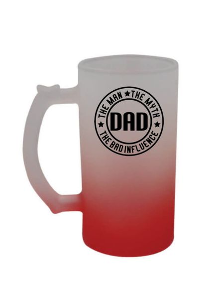 The Man - Printed Frosted Beer Mug Red