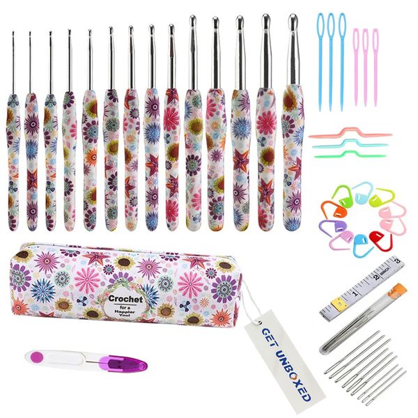 GET UNBOXED Crochet Needle Set with Case and Crochet Accessories - 45 Piece