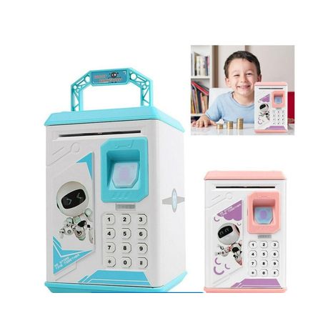 Robot Piggy Bank Kids ATM Electronic Fingerprint Password Money