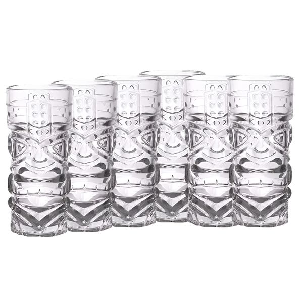 6 Pcs Lead Free Tiki Style Glass Drinkware Cocktail Glass - Clear