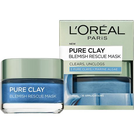 LOreal Pure Clay - Blemish Rescue - Blue Algae Face Mask Buy Online in South Africa takealot.com