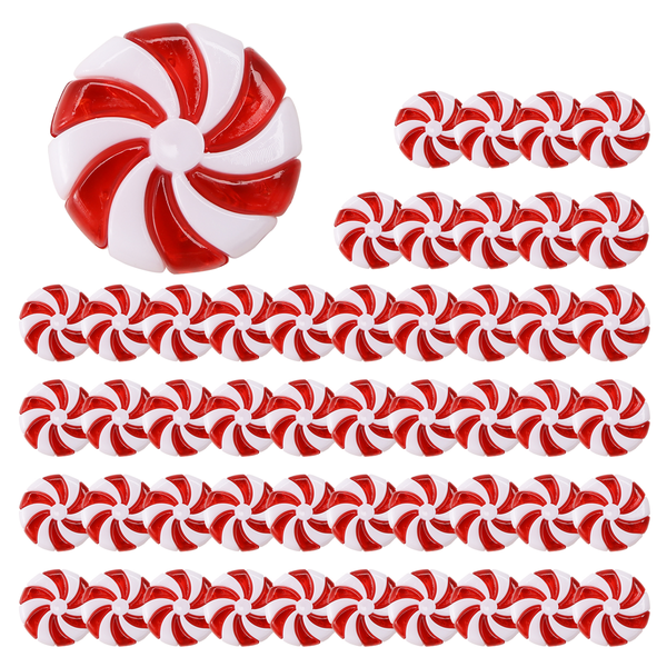 50Pcs Christmas Peppermint Ornaments For Decoration Party Favors 25mm