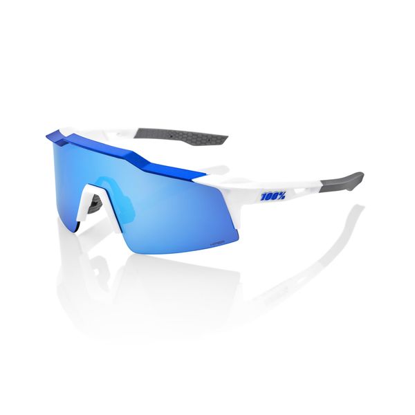 100% Speedcraft SL - Matte White/Metallic Blue - HiPER Blue Lens