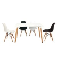 5 In 1 Scandinavian Style Rectangular Dining Table and Chairs Set