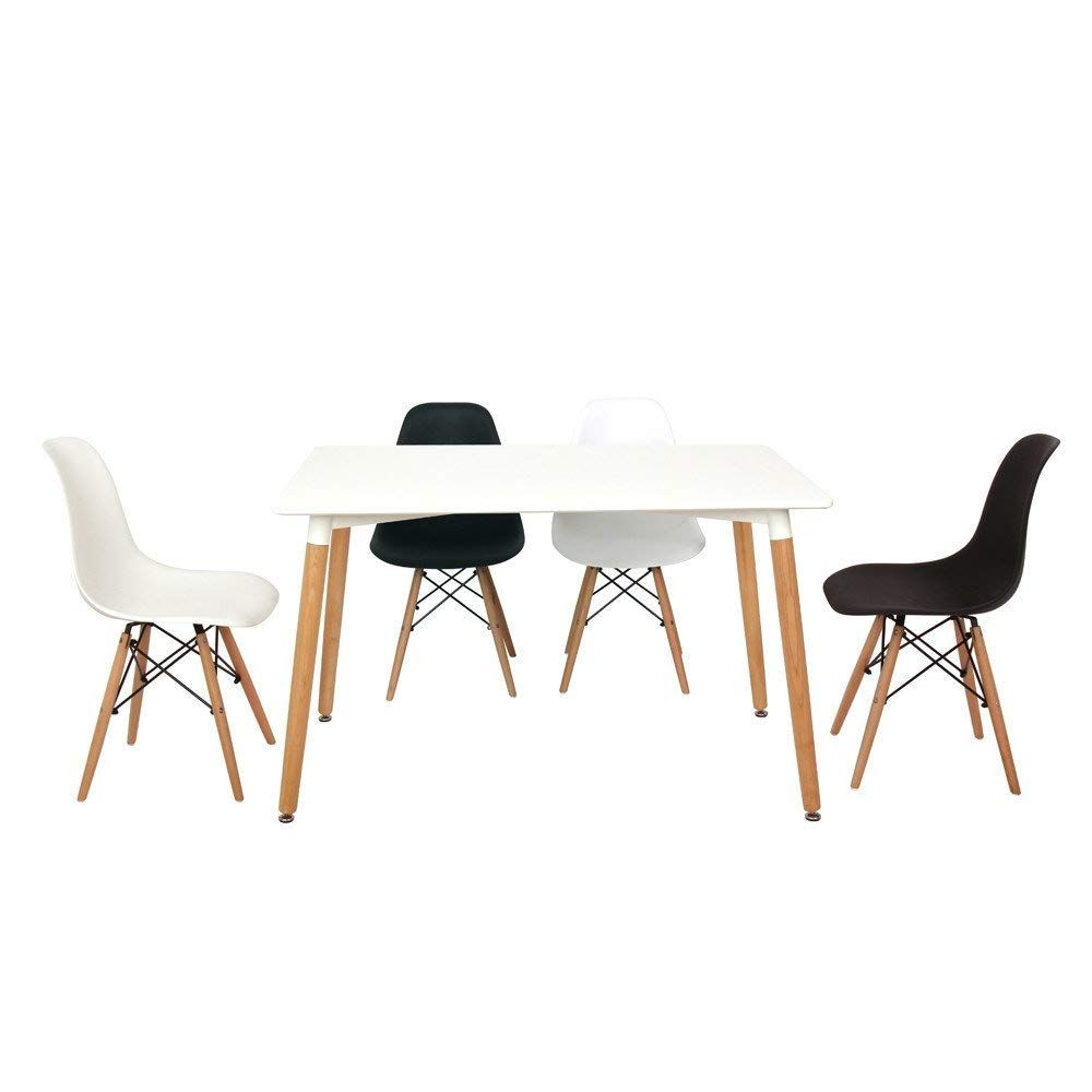 5 In 1 Scandinavian Style Rectangular Dining Table and Chairs Set