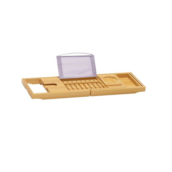 Premium Bamboo Bathtub Caddy Tray Expandable Bath Tray Fits Most Bath Tubs