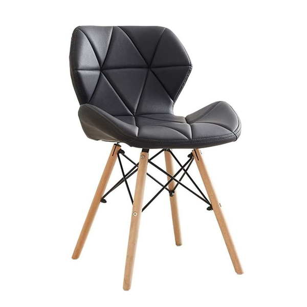 1 Piece Home Chair Scandinavian Leather Padded Seat With Wooden Legs