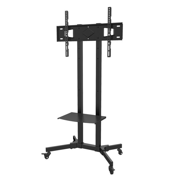 Mountright Portable Mobile Trolley Wheels TV Floor Stand 1 Shelf 27-65