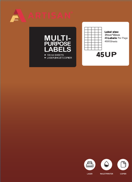 100 Sheets 45 Up A4 Self-Adhesive Label Stickers Print Paper