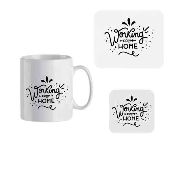 Mug, Coaster and Mouse Pad Combo - Working from Home