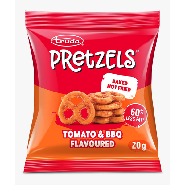 Truda Pretzels Tomato &amp; BBQ 50 × 20g Bulk Pack - Baked Savoury Snack