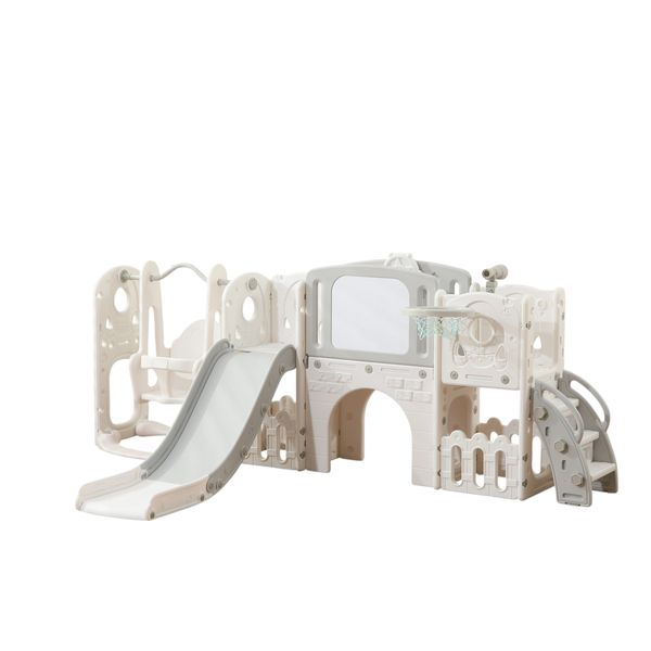 Babies-Up Toddler Garden Slide/Swing/Drawing Board Set &amp; Basketball Hoop