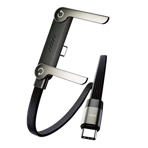 DUNSPIN 240W Foldable Type-C to Type-C Charging Cable with Stand 1.2M