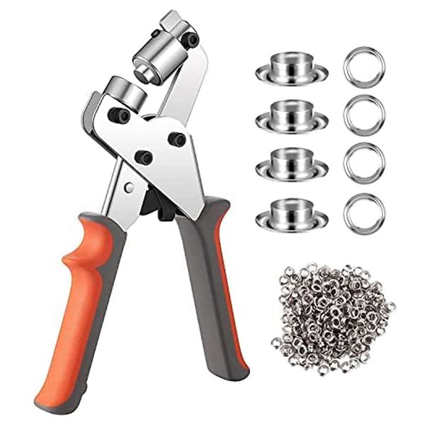 Grommet Press Pliers Kits Handheld Eyelet Machine With 100Pc Grommets