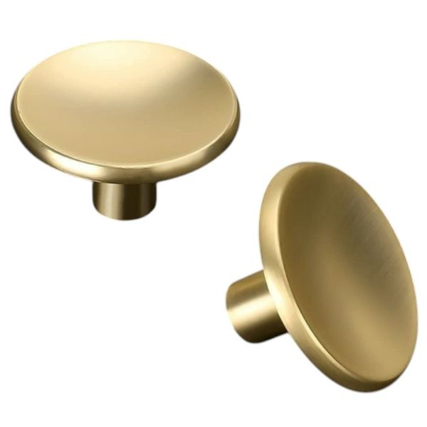 CurvoBrass Round Cabinet Metal Knobs Furniture Drawer Wardrobe Handles