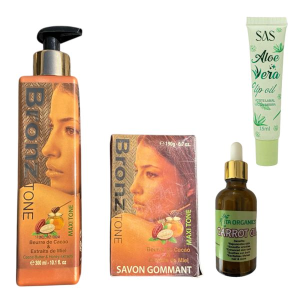 Bronz Tone Maxi Tone Skincare Set with Lip Oil &amp; Carrot Oil