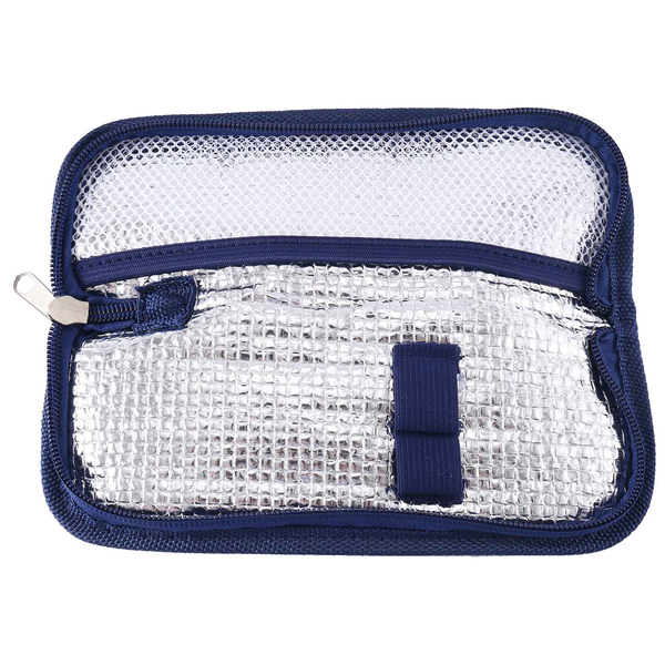 Portable Insulin Cooler Bag Diabetic Foil Ice Bag (Navy Blue)