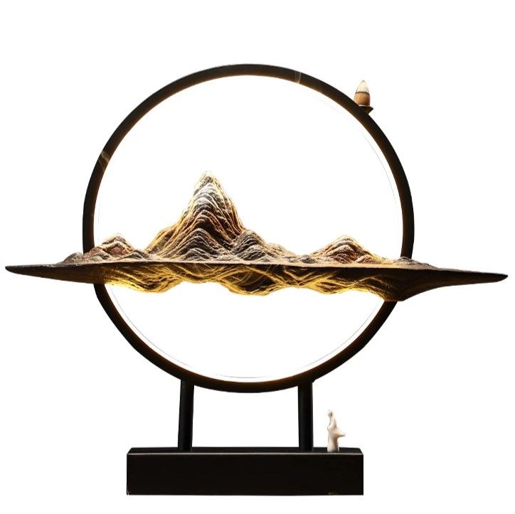 Zen Backflow Incense Burner LED Large Home Decor 45x 37cm Mountain