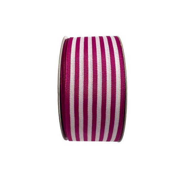 Candy Tafetta Stripe Ribbon- Berry, 40mm x 20m