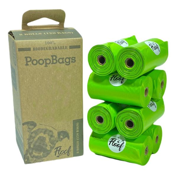 Floof - Eco-Friendy 100% Biodegradable Dog Poop Bags - 8 Roll Set