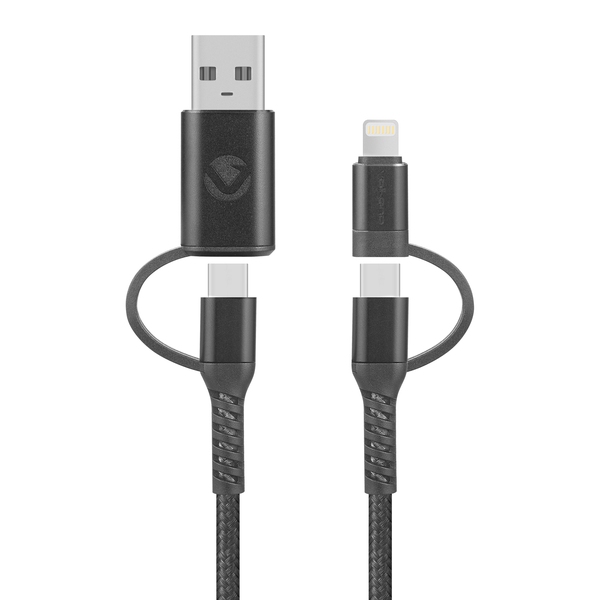 Volkano Weave Series Certified 60W 4-in-1 Charge &amp; Data Cable 60W - Black