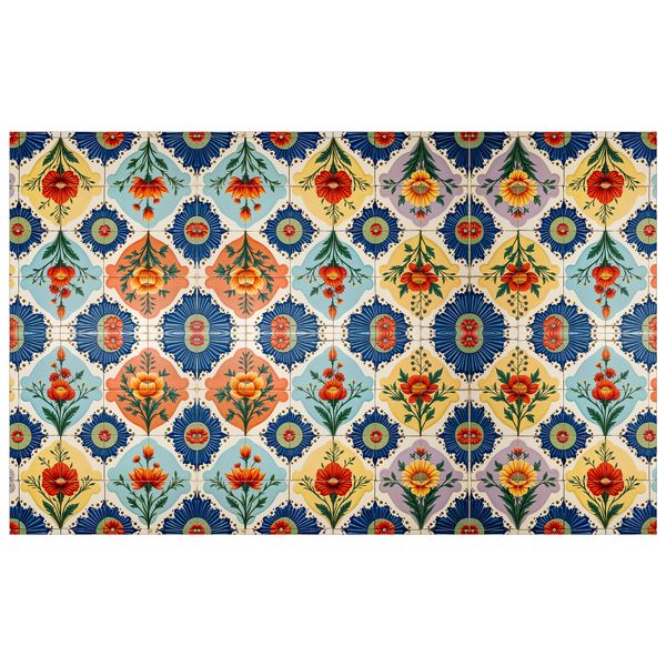 Floral Tiled Stamp Rectangle Tablecloth