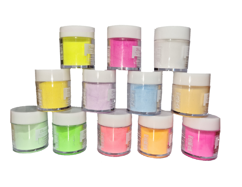 12 Piece Glow-in-the-Dark Acrylic Powder for Nail Extentions