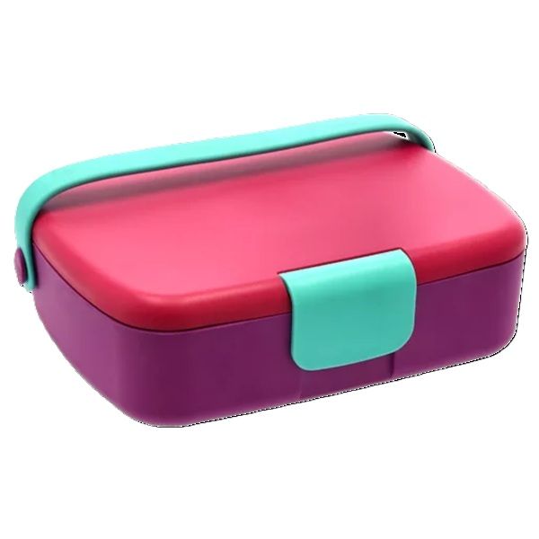 Colour Block 5 Compartment Plastic Lunch Box maroon