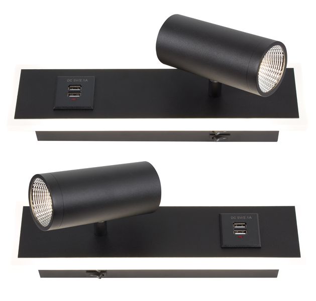 Twin Set of Bedside Wall Lamps With USB Port