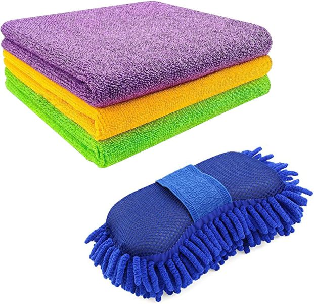 Sulfar Microfiber Car Cleaning Cloth with Sponge 40x40cm Multicolor