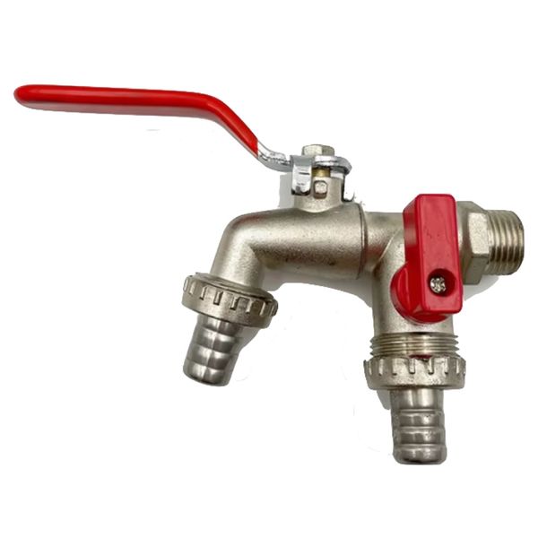 Tool DIY Double Headed 1 Inlet 2 Outlet Brass Ball Inlet Valve Faucet