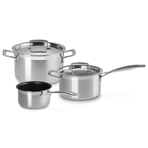 Le Creuset Classic Stainless Steel 3 Piece Casserole Set