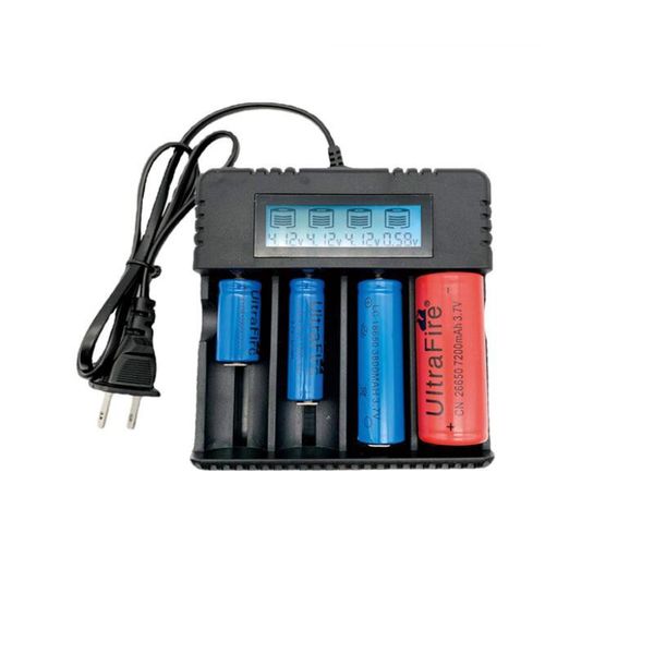 Black Four slot intelligent LCD lithium battery charger