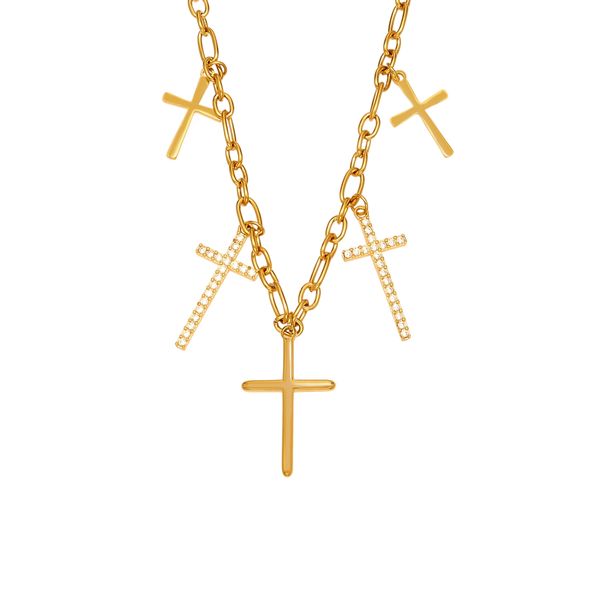Urban Cross Necklace - Minimalist Zirconia Layering Chain